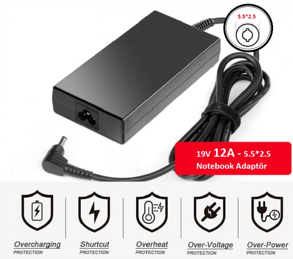 Gigabyte Aero 15 OLED YB (19.5V - 11.8A) Uyumlu Şarj Aleti, Laptop Adaptör